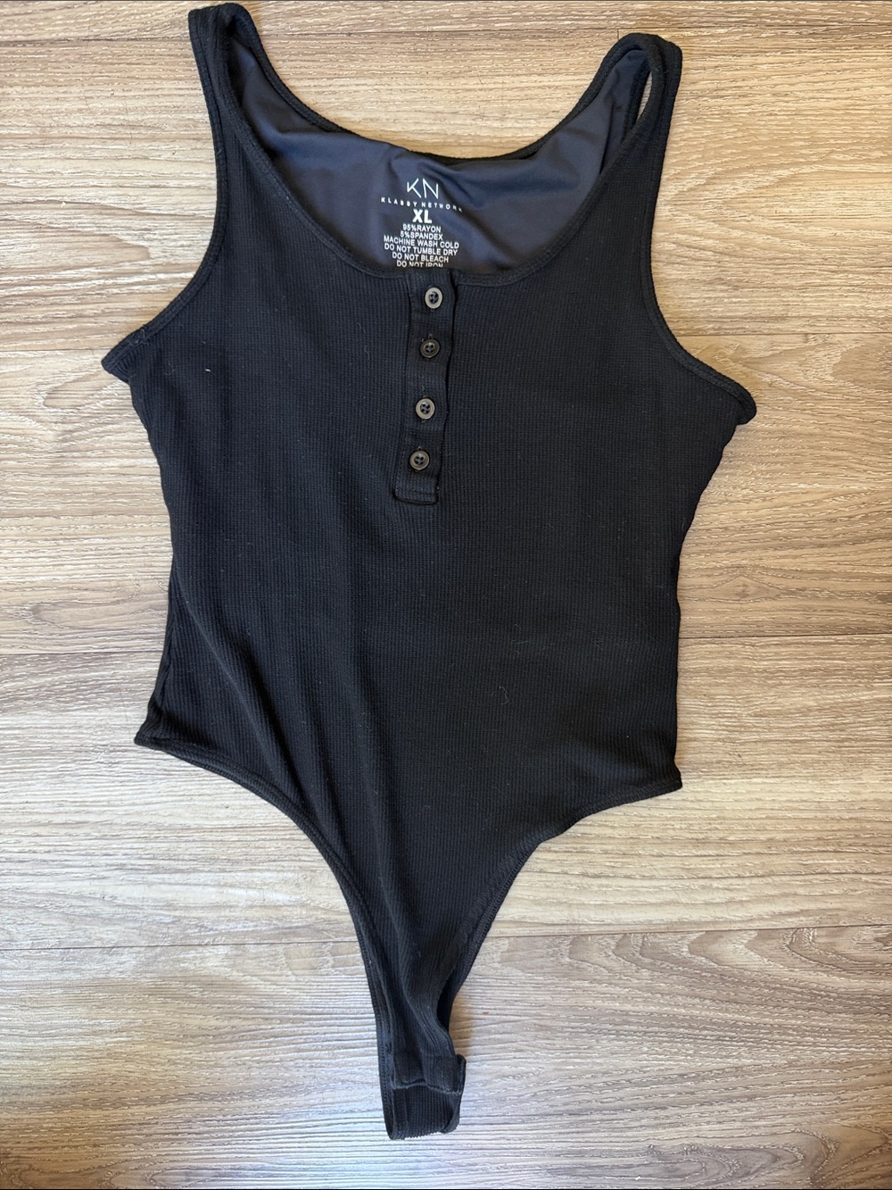 Klassy Network Black Ribbed Tank Bodysuit Size: XL